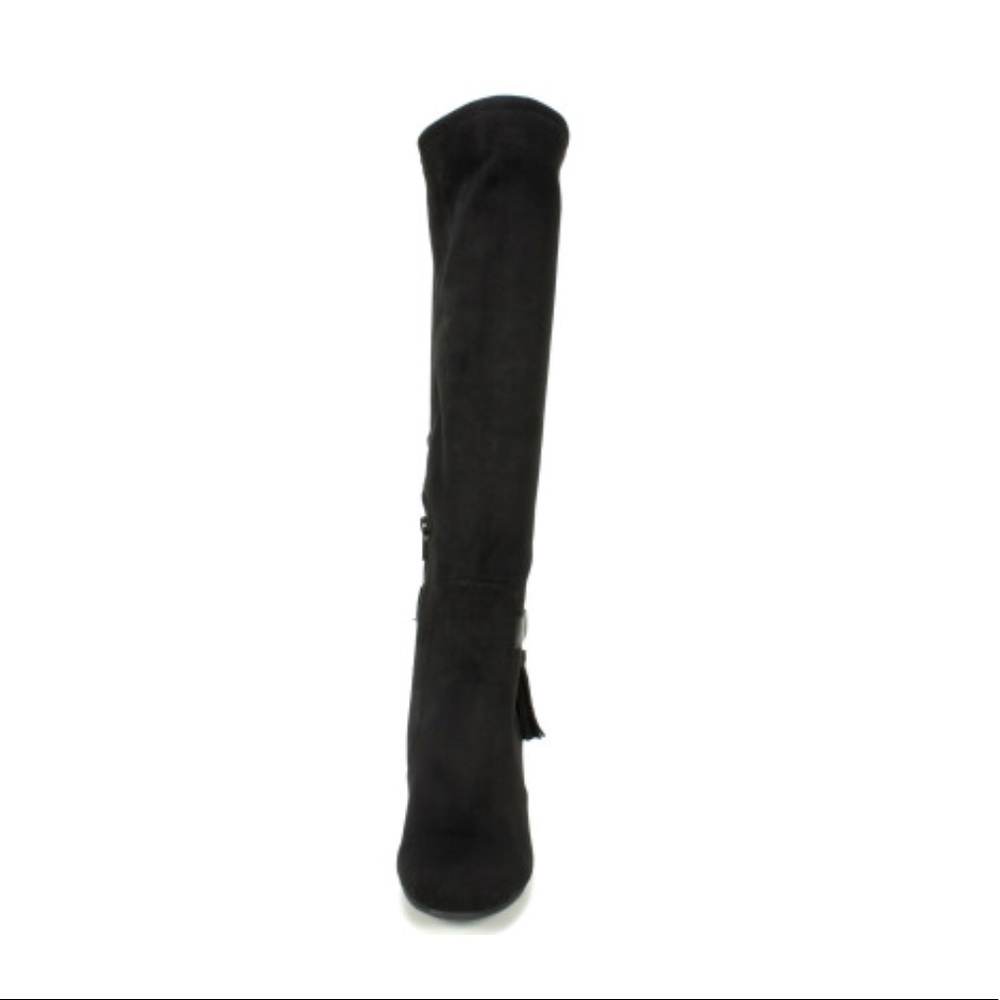 Black Rope and Tassel Detail Block Heel Boots - Picture 3 of 6